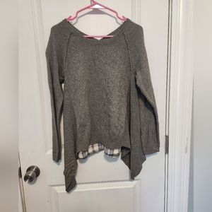 Anthropologie grey and plaid sweater